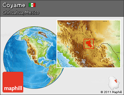 Physical Location Map of Coyame