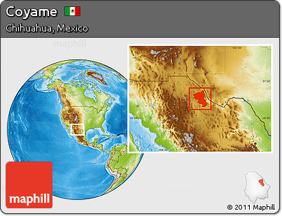Physical Location Map of Coyame