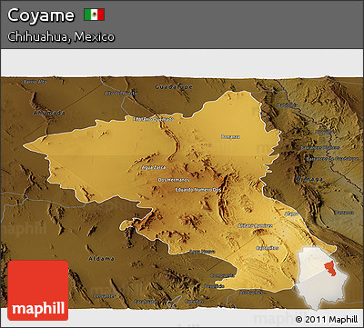 Physical Panoramic Map of Coyame, darken