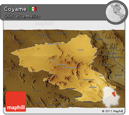 Physical Panoramic Map of Coyame, darken