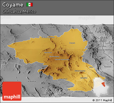 Physical Panoramic Map of Coyame, desaturated
