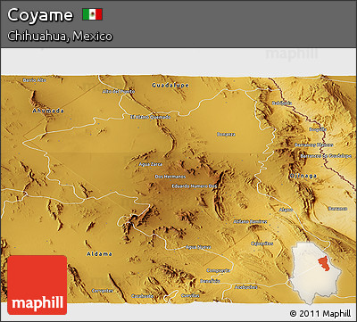 Physical Panoramic Map of Coyame