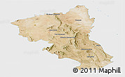 Satellite Panoramic Map of Coyame, single color outside
