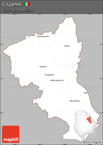 Gray Simple Map of Coyame, cropped outside