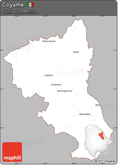 Gray Simple Map of Coyame, cropped outside