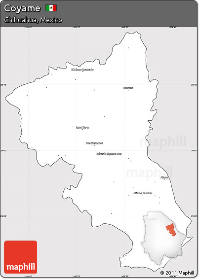 Silver Style Simple Map of Coyame, cropped outside