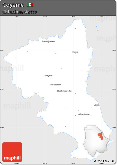 Silver Style Simple Map of Coyame, single color outside