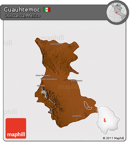Physical 3D Map of Cuauhtemoc, cropped outside