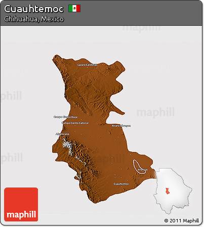 Physical 3D Map of Cuauhtemoc, cropped outside