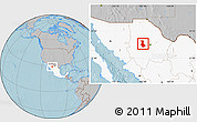 Gray Location Map of Cuauhtemoc, highlighted country, hill shading