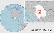 Gray Location Map of Cuauhtemoc, highlighted parent region, hill shading