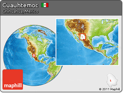 Physical Location Map of Cuauhtemoc, highlighted parent region, within the entire country