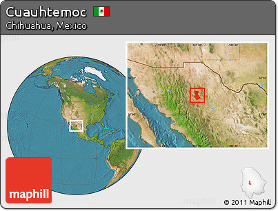Satellite Location Map of Cuauhtemoc