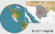Satellite Location Map of Cuauhtemoc, highlighted country, highlighted parent region