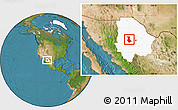 Satellite Location Map of Cuauhtemoc, highlighted parent region