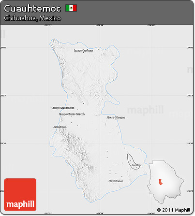 Silver Style Map of Cuauhtemoc, single color outside