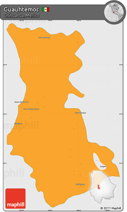 Political Simple Map of Cuauhtemoc, single color outside
