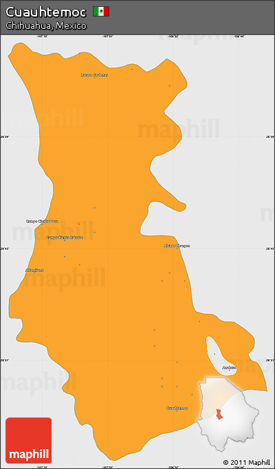 Political Simple Map of Cuauhtemoc, single color outside