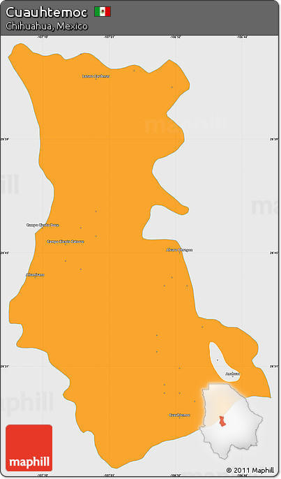 Political Simple Map of Cuauhtemoc, single color outside