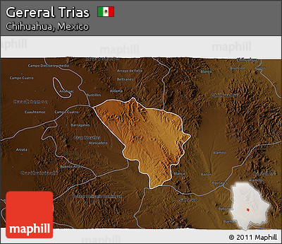 Physical 3D Map of Gereral Trias, darken