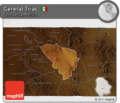 Physical 3D Map of Gereral Trias, darken