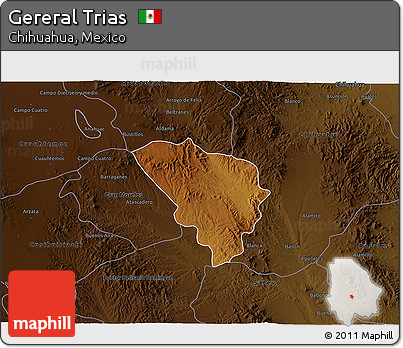 Physical 3D Map of Gereral Trias, darken