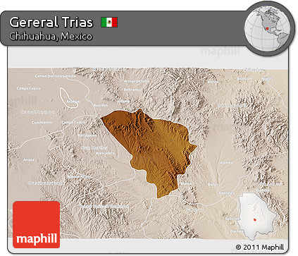 Physical 3D Map of Gereral Trias, lighten
