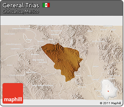 Physical 3D Map of Gereral Trias, lighten