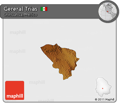 Physical 3D Map of Gereral Trias, single color outside