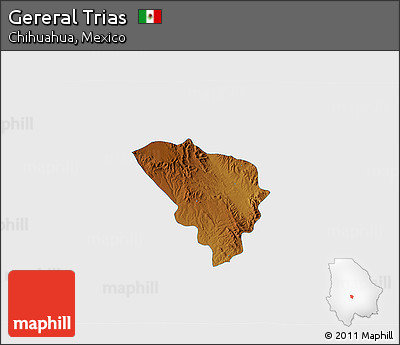 Physical 3D Map of Gereral Trias, single color outside