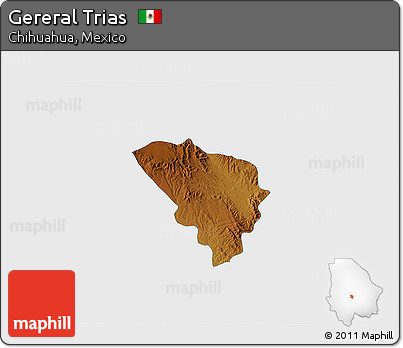 Physical 3D Map of Gereral Trias, single color outside