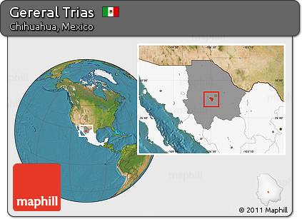 Satellite Location Map of Gereral Trias, highlighted country, highlighted parent region
