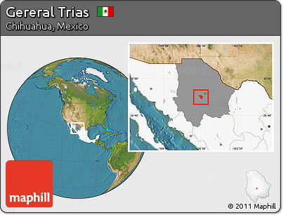 Satellite Location Map of Gereral Trias, highlighted country, highlighted parent region