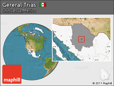 Satellite Location Map of Gereral Trias, highlighted country, highlighted parent region