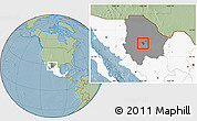 Savanna Style Location Map of Gereral Trias, highlighted country, highlighted parent region, hill shading