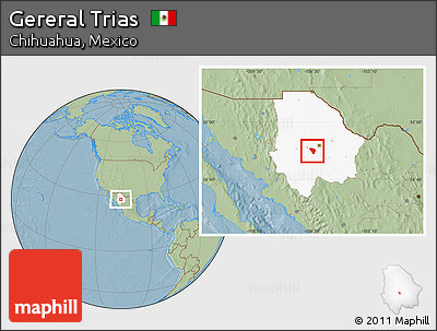 Savanna Style Location Map of Gereral Trias, highlighted parent region, hill shading