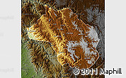 Physical Map of Guadalupe y Calvo, darken