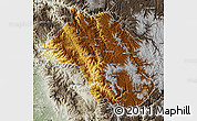 Physical Map of Guadalupe y Calvo, semi-desaturated