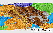 Physical Panoramic Map of Guadalupe y Calvo, political outside