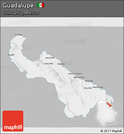 Gray 3D Map of Guadalupe, single color outside