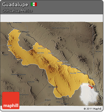 Physical 3D Map of Guadalupe, darken, semi-desaturated
