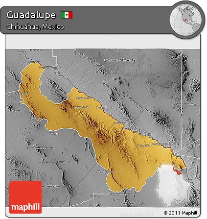 Physical 3D Map of Guadalupe, desaturated
