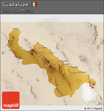 Physical 3D Map of Guadalupe, lighten