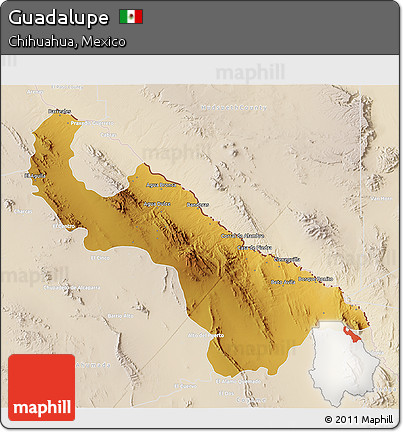 Physical 3D Map of Guadalupe, lighten