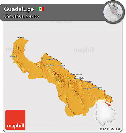 Political 3D Map of Guadalupe, cropped outside