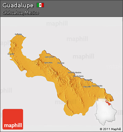 Political 3D Map of Guadalupe, cropped outside