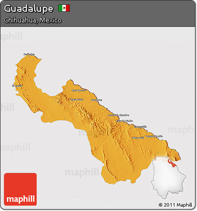 Political 3D Map of Guadalupe, cropped outside