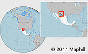 Gray Location Map of Guadalupe, highlighted country, highlighted parent region, within the entire country, hill shading
