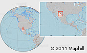 Gray Location Map of Guadalupe, highlighted parent region, within the entire country, hill shading