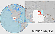 Gray Location Map of Guadalupe, highlighted parent region, hill shading